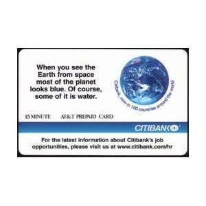 Collectible Phone Card: 15m Citibank When you see the earth Globe 
