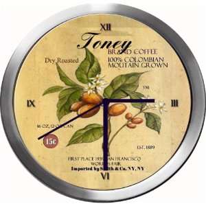  TONEY 14 Inch Coffee Metal Clock Quartz Movement: Kitchen 