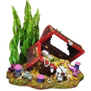   : Top Quality Resin Ornament   Sunken Treas Chest Small: Pet Supplies