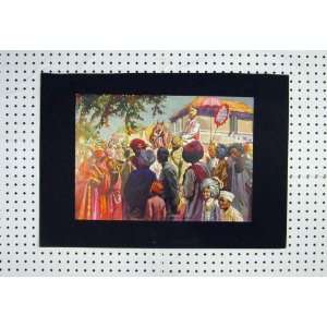   : C1880 Colour Print Scene Marwari Wedding Procession: Home & Kitchen