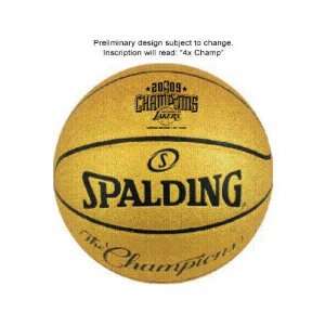   NBA Champions Signed Gold Basketball with 4X Champ Incsription: Sports