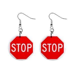  Stop Sign Dangle Earrings Jewelry 1 inch Buttons 12196764 