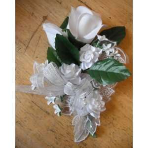  White Rose and Mini Roses Corsage: Home & Kitchen