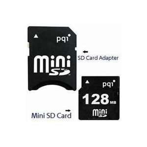  MiniSD Secure Digital Card with SD Card Adapter   PQI 128MB MiniSD 