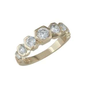   size 12.00 14K Seven Stone Full Carat Besel Set Diamond Ring: Jewelry