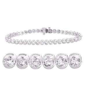  14K White Gold 4cttw Round Diamond Bracelet: Jewelry