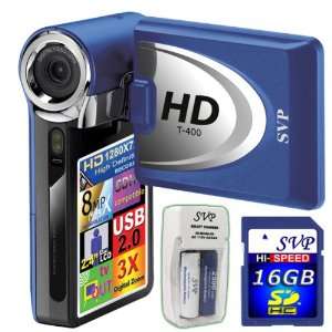  SVP T400 Blue 1280x720p True HD Camcorder with 2.4 LCD 