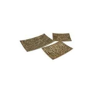  Set of 3 Glitzy Metallic Reptilian Scale Decorative Trays 