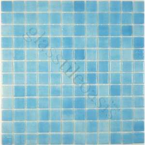   Blue 1 x 1 Blue Eco Glass Mosaic Blends Glossy Glass Tile   14625