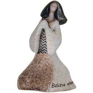  Believe Artstone Angel Collectible Figurine Praying: Home 