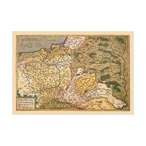  Map of Poland and Eastern Europe 12x18 Giclee on canvas 