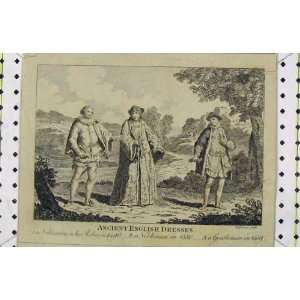   C1850 Steel Engraving Ancient English Dresses Bankes: Home & Kitchen