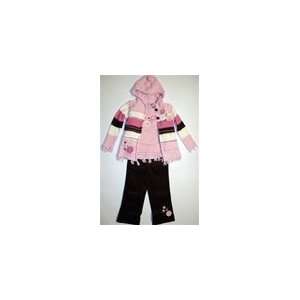 Young Heart Girls 3 Pcs. 4 6X Pink Flower Sweater Set: Sweater, L/S 