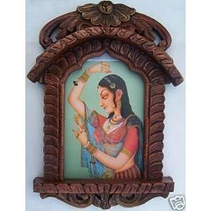  A lady looking into Mirror, painting in Traditional 
