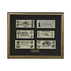  Framed Confederate Currency Replica 1862 1864 (Set B 