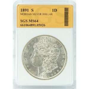  1891 S MS64 Morgan Silver Dollar Graded by SGS: Everything 