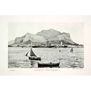 1904 Print Palermo Bay Mount Pellegrino Sicily Italy Seaport Harbor 