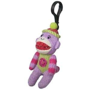   : Sock Monkey Multi Pattern Plush Toy Clip ons   Purple: Toys & Games