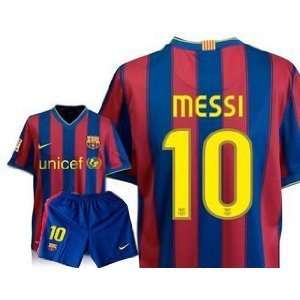  Barcelona Messi #10 home soccer jersey+shorts Size YL 