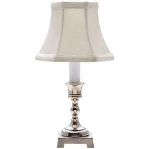  Pewter White Shade Candle Light Pedestal Accent Lamp
