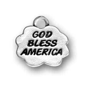  God Bless America Patriotic USA Sterling Silver Charm 