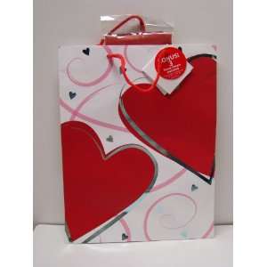  TWO RED HEARTS VALENTINE GIFT BAG 20 X 24 WITH 3 SHEETS 