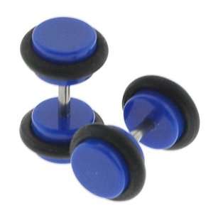  Blue Acrylic Fake Plugs with Double O Rings   16G Wire 