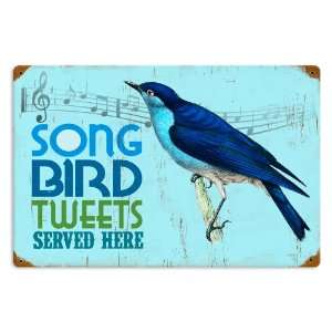  Bird Tweets Home and Garden Vintage Metal Sign: Home 