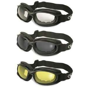  3 Motorcycle Airsoft Goggles Clear Smoked Yellow Googles 