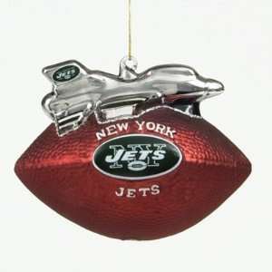 NFL 6 Team Mascot and Football Ornament   New York Jets 