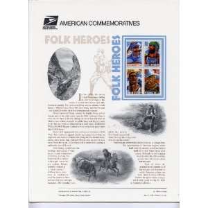  USPS American Commemorative Stamp Panel #492: Folk Heroes 