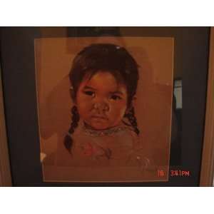  Set of 2 Native American Children Paintings New and Framed 