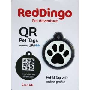  QR Pet Tag   Pawprint Black Size Large: Pet Supplies