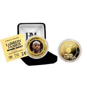  Highland Mint LJMHCOLGBK Lebron James Miami Heat 24KT Gold 