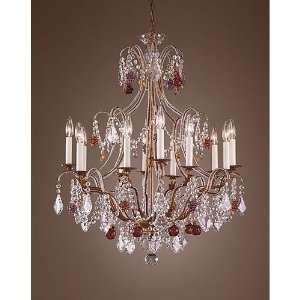   Lamps 2898 Crystal Chandeliers in French Gold With Polychrome Crystals