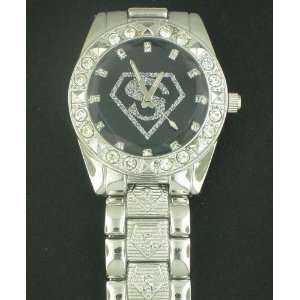    SILVER BLack FACE Superman HIP HOP WATCH WATCHES: Everything Else