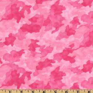  44 Wide Moda Meadow Friends Camouflage Posie Pink Fabric 