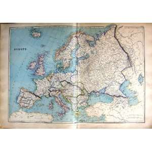    1872 Map Europe Britain France Spain Italy Russia: Home & Kitchen