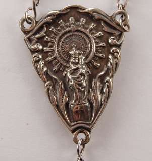 Spanish VINTAGE ROSE PETAL CARTHUSIAN MONK MADE Rosary on SILVER 