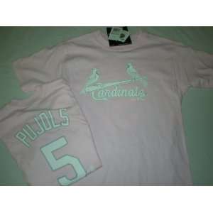  Albert Pujols Cardinals Womens Pink Player T shirt: Sports 