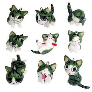  9pcs Cute Japan Konami Kanata Cat Phone Charm Decorative 