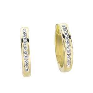   Care For Me Forever Channel Set Round Diamond Hoop Earring: Jewelry