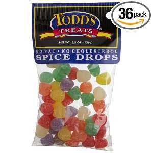 Todds Treats Spice Drops, 5.5 Ounce Bags (Pack of 36):  