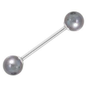   16  Peacock Pearl Solid 14kt White Gold Straight Barbell   3mm Pearls