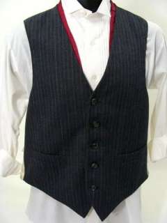 vtg Char Gray Wool Striped Vest Waistcoat 40 M gangster  