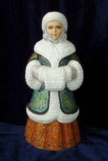 Lovely Russian Hand Carved Wood Snow Maiden granddaughter of Santa 12 