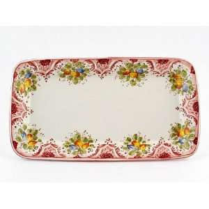 Hand Painted Italian Ceramic 17 inch Rectangular Tray Frutta Rosso 