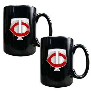  Minnesota Twins MLB 2pc Black Ceramic Mug Set   Primary 
