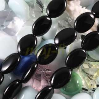 New 13X18mm Black Agate Oval Loose Beads 15  #074  