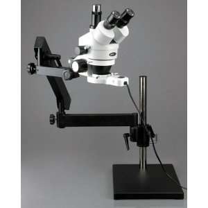 7X 45X Articulating Trinocular Zoom Microscope + Ring Light:  